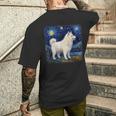 星月夜の犬 ヴァン・ゴッホ サモエド メンズTシャツ バックプリント 彼への贈り物