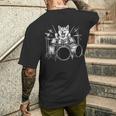 柴犬 ドラムを弾く ドラマー 犬好き メンズTシャツ バックプリント 彼への贈り物
