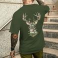 Christmas Camo Holiday Hunting Reindeer Deer Xmas Lights Men's T-shirt Back Print Funny Gifts
