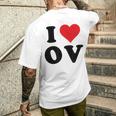 I Heart Ov Initials I Love OV First And Last Name O メンズTシャツ バックプリント 彼への贈り物