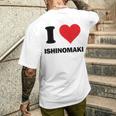I Heart 石巻ジャパンラブ 日本のお土産品 メンズTシャツ バックプリント 彼への贈り物