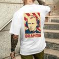 Johannes Brahms クラシック音楽の作曲家 レトロ調 メンズTシャツ バックプリント 彼への贈り物