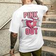 Pink Out Volleyball Breast Cancer Awareness Ribbon Volley Men's T-shirt Back Print Gifts for Him