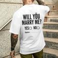 Will You Marry Me Wedding おもしろプロポーズ メンズTシャツ バックプリント 彼への贈り物