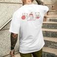 かわいい ねこ さくらんぼ カワイイ 日本風 キャット カートゥーン メンズTシャツ バックプリント 彼への贈り物