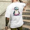 ちょっと可愛い赤ちゃんペンギンの鳥とハートのペンギン。 メンズTシャツ バックプリント 彼への贈り物