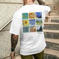 ひまわりと星月夜のゴッホ絵画コラージュ メンズTシャツ バックプリント 彼への贈り物
