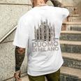 ドゥオーモ・ディ・ミラノ大聖堂のイラスト メンズTシャツ バックプリント 彼への贈り物
