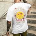 バレンタイン スマイルフェイス ハート 翼 かわいい 愛 チョコレート メンズTシャツ バックプリント 彼への贈り物
