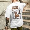 奈良 日本 鹿 日本語タイポグラフィ 漢字 自然 旅行 メンズTシャツ バックプリント 彼への贈り物