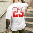 白赤番号 23 スポーツチーム メンズTシャツ バックプリント 彼への贈り物