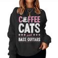 Coffee Cats And Bass Guitars ベースギタリスト 猫とコーヒー 長袖tシャツ レディーススウェットシャツ