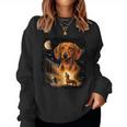 Vintage 90S Dachshund Howling At The Moon Wiener Dog Mom Women Sweatshirt