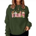 Pink Christmas Coffee Xmas Gingerbread Man Cookie Coffee Women Sweatshirt
