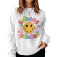 Cute Choose Kindness Groovy Smile Face Inspirational Be Kind Women Sweatshirt