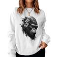 Gorilla Flowers モンキーアニマルプリントアート ゴリラ レディーススウェットシャツ