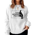 【バックプリント・背中側】ザ・ホース・フェイス The Horse Face 午年 馬 2026 パロディ 長袖tシャツ レディーススウェットシャツ