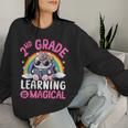 2Nd Grade Unicorn Cat Magical Caticorn Back Tochool レディーススウェットシャツ 彼女への贈り物