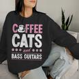 Coffee Cats And Bass Guitars ベースギタリスト 猫とコーヒー 長袖tシャツ レディーススウェットシャツ 彼女への贈り物