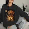 Vintage 90S Dachshund Howling At The Moon Wiener Dog Mom Women Sweatshirt Gifts for Her