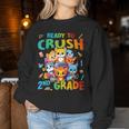 Ready To Crush 2Nd Grade Back Tochool 2Nd Grade Cat Kitten レディーススウェットシャツ 面白い贈り物