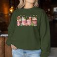 Pink Christmas Coffee Xmas Gingerbread Man Cookie Coffee Women Sweatshirt Personalized Gifts