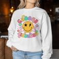 Cute Choose Kindness Groovy Smile Face Inspirational Be Kind Women Sweatshirt Unique Gifts