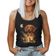 Vintage 90S Dachshund Howling At The Moon Wiener Dog Mom Women Tank Top