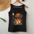 Vintage 90S Dachshund Howling At The Moon Wiener Dog Mom Women Tank Top Personalized Gifts