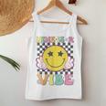 Nine Is A Vibe 9Th Birthday Groovy Smile Face 9 Years Old Women Tank Top Personalized Gifts