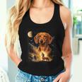 Vintage 90S Dachshund Howling At The Moon Wiener Dog Mom Women Tank Top Gifts for Her