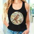 かわいい花のスズメの花の家のスズメ。 レディースタンクトップ 彼女への贈り物