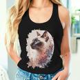 シャム猫 日本の桜 花柄 水彩 猫 レディースタンクトップ 彼女への贈り物