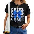 Cheer Mom Blue Bow Cheerleader Competition Game Day Women T-shirt