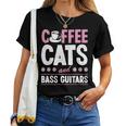 Coffee Cats And Bass Guitars ベースギタリスト 猫とコーヒー 長袖tシャツ レディースTシャツ