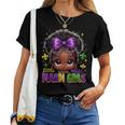 Little Miss Mardi Gras Cute Girl Messy Bun Festival Carnival Women T-shirt