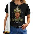 Scorpio Season Black Woman With Camo Hat Birthday Girls Women T-shirt