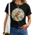 かわいい花のスズメの花の家のスズメ。 レディースTシャツ