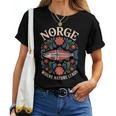 サーモン ノルウェー Rosemaling 花柄 フィヨルド 自然 Norge レディースTシャツ