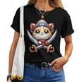 猫 海賊 キャプテントーク 海賊の日 幼児 女の子 男の子 レディースTシャツ