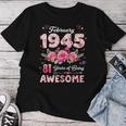 81歳 1945年2月 花柄 81歳 誕生日 男性 女性 長袖tシャツ レディースTシャツ 面白い贈り物