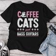 Coffee Cats And Bass Guitars ベースギタリスト 猫とコーヒー 長袖tシャツ レディースTシャツ 面白い贈り物