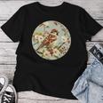 かわいい花のスズメの花の家のスズメ。 レディースTシャツ 面白い贈り物