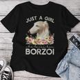ボルゾイシャツ犬ギフト彼女を愛する女の子だけボルゾイ レディースTシャツ 面白い贈り物
