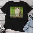 猫 フクロウ 面白い 呪われた Hello Bro Brainrot Meowl Hiro Meme レディースTシャツ 面白い贈り物