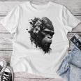 Gorilla Flowers モンキーアニマルプリントアート ゴリラ レディースTシャツ 面白い贈り物
