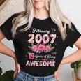 19歳 2007年2月 花柄 19歳 誕生日 男性 女性 レディースTシャツ 彼女への贈り物