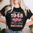 81歳 1945年2月 花柄 81歳 誕生日 男性 女性 長袖tシャツ レディースTシャツ 彼女への贈り物