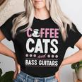 Coffee Cats And Bass Guitars ベースギタリスト 猫とコーヒー 長袖tシャツ レディースTシャツ 彼女への贈り物