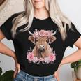 Cute Baby Highland Cow With Flowers Calf Animal Cow Women Women T-shirt Gifts for Her